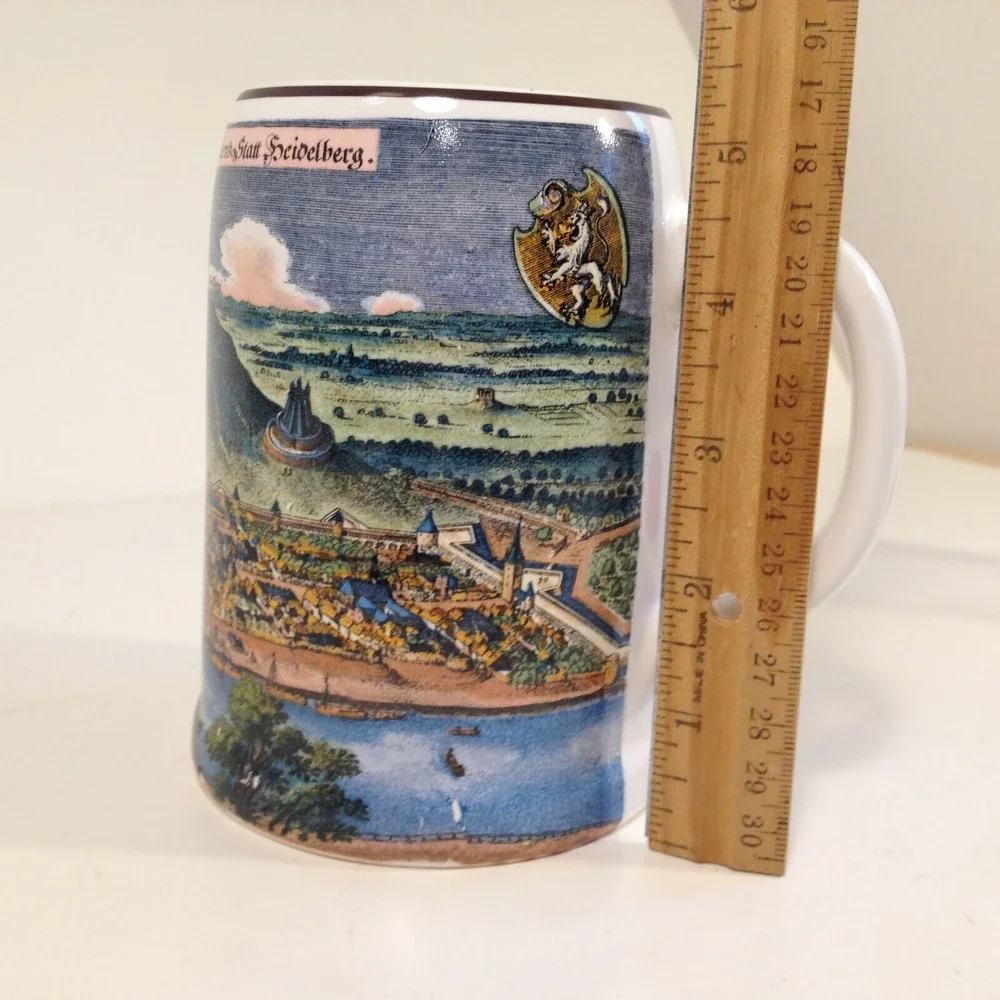 Vintage Reutter Porzellan Beer Stein Heidelberga Neccar fluvius Hassen W Germany